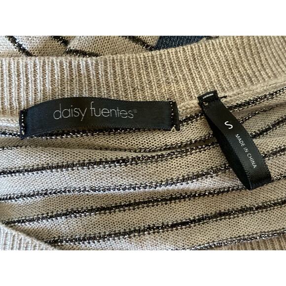 DAISY FUENTES Womens Size Small Striped Light Weight Long Sleeve Sweater - Picture 6 of 7